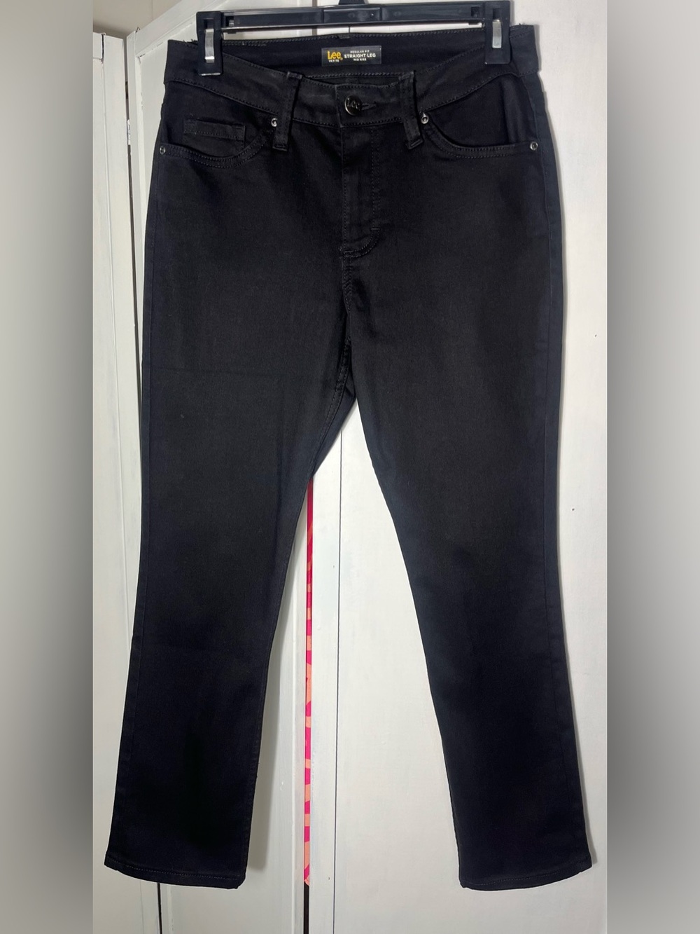 Lee Petite Regular Fit Straight Leg Mid Rise Wo Sz 4 Short Skinny Jeans in Black
